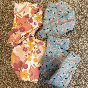 Floral Kids Pajama Set - Blue and Pink